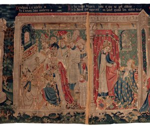 Geschichte von Saint Piat und Saint Eleuthère, Szene 10: Saint Eleuthère wird zum Bischof geweiht, Szene 11: Die Versuchungen von Saint Eleuthère von Unknown artist