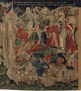 Geschichte von Saint Piat und Saint Eleuthère, Szene 14: Die Pest wütet in der Stadt Tournai von Unknown artist