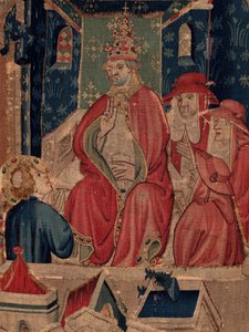 Geschichte von Saint Piat und Saint Eleuthère, Szene 9: Saint-Éleuthère wird als Bischof von Tournai bestätigt. Detail. von Unknown artist