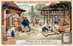 Geschichte des Porzellans: die Chinesen als erste Hersteller von Porzellan - Liebig Chromolithographie von Unknown artist