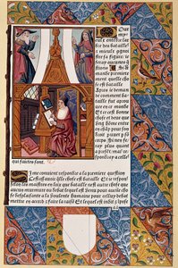 Geschichte des Drucks: Verleger Antoine Verard (? -1513) komponiert sein Buch. Aus einem Manuskript von 1494 von Unknown artist