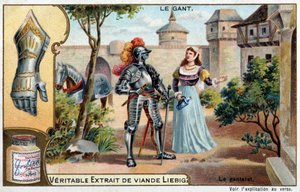 Geschichte des Handschuhs: der Panzerhandschuh, Rüstungsteil, bei den skandinavischen Völkern - Liebig Chromolithographie von Unknown artist