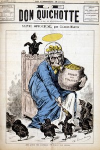 Heilige Opportune und das Budget der Kulte: den kleinen Krähen gibt sie ihre Nahrung - in „Le Don Quixote“ vom 24.11.1882 von Unknown artist