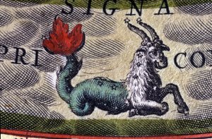 Horoskop: Sternzeichen Steinbock. Gravur aus dem 16. Jahrhundert