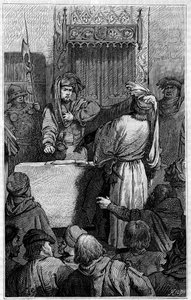 Hundertjähriger Krieg - La Jacquerie (1358): der Kaufmann Etienne Marcel (1315-1358) und der Schöffe Jean Maillart, einer der Anführer der royalistischen Partei, während der Jacquerie, einem Aufstand der Bauern gegen den französischen Adel. Gravur im Journ