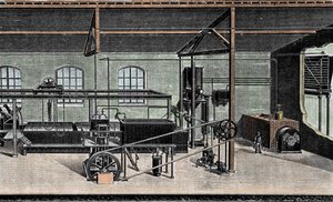 Eisherstellung: Zollinstallation. Gravur aus dem 19. Jahrhundert von Unknown artist