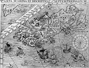 Island, ca. 1539, Detail aus Carta marina