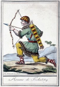 Illustration eines russischen Jägers (Tschutsky) im 19. Jahrhundert