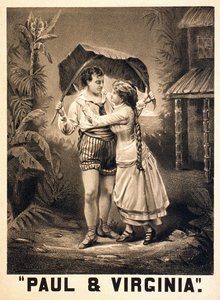 Illustration zu Paul und Virginia. Roman von Henri Bernardin de Saint Pierre (Saint-Pierre oder St-Pierre), französischer Schriftsteller (1737-1814). Lithographie, um 1880