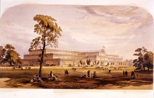 Industrielle Revolution: Ansicht des Kristallpalastes, gebaut von Joseph Paxton für die Weltausstellung 1851 in London (Hyde Park) 19. Jahrhundert von Unknown artist