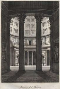 Innenansicht des Pantheons, Rom - Gravur aus „Usi e Costumi di Tutti i Popoli dell
