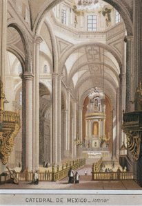 Innenansicht der Kathedrale von Guadalajara in Mexiko-Stadt, Mexiko. Chromolithographie um 1880