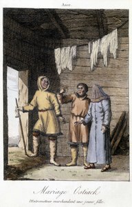 Vermittler feilscht um ein junges Mädchen für eine Hochzeit Ostiak (Khanty oder Khante) (Paleosibirischer Jägerstamm im Waldgebiet des mittleren Ob-Tals) von Unknown artist