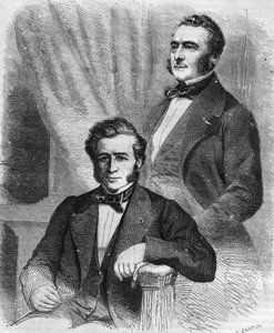 Isaac und Jacob Emile Pereire, französische Geschäftsleute, Gründer der Société de crédit mobilier (1852).