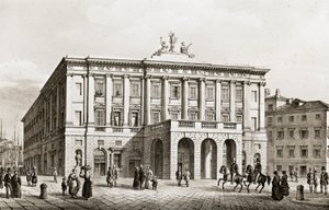 Italien, Triest, Blick auf das Teatro Grande, Gravur