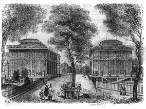 Jardin des Plantes in Paris im Jahr 1861: Eisenpavillons.