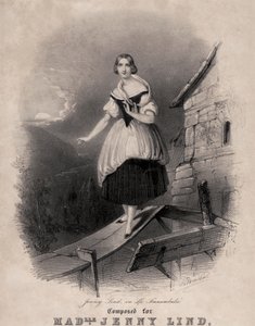 Jenny Lind, schwedische Sopranistin, in der Schlafwandler-Szene von Bellinis La sonnambula von Unknown