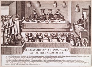 Gerechtigkeit unter der Herrschaft von Heinrich IV.: Anwälte und Staatsanwälte (Gravur)
