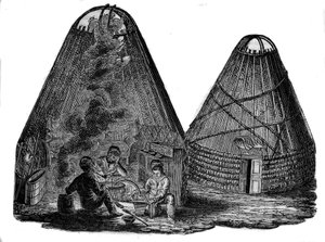 Kalmücken (Westmongolen) vor ihrem Zelt. von Unknown artist