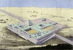 Khorsabad (Irak). Rekonstruktion des Palastes von Sargon II., König von Assyrien von 722 bis 705 v. Chr. Gravur des 19. Jahrhunderts