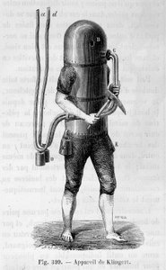Klingert-Tauchgerät - in „Die Wunder der Wissenschaft“ von Louis Figuier