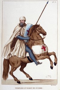 Tempelritter in Kriegsrüstung des 14. Jahrhunderts (Gravur 1830)
