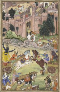 Krishna tötet den Dämon Sri Gala (Szene aus dem Harivamsa)