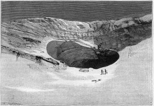 Die Katastrophe von Saint-Gervais oder Katastrophe des Gletschers der Tete Rousse (Département Haute-Savoie) (12-13. Juli 1892) - Gletscher von Tette-Rousse - innere Höhle und Wand des Gletschers, Gravur in „La Nature“ - 20. August