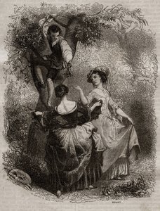 La cueillette des cerises - Illustration für „Les Confessions“ von Jean-Jacques Rousseau (1712-1778) - Gravur von 1849 von Unknown artist