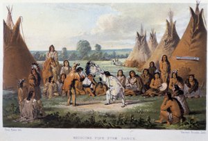 Der Kalumet-Tanz gegen Krankheiten bei den nordamerikanischen Indianern - in „Wanderings of an Artist among the Indians of North America“ von Paul Kane