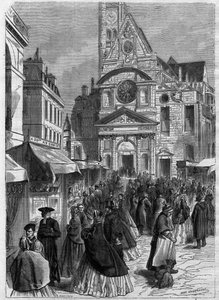 Die Novene der heiligen Genoveva in Saint Etienne du Mont in Paris - Gravur in „Le Journal Illustré“ von Unknown artist