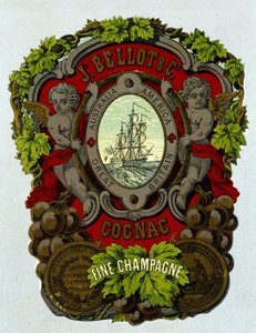 Etikett von „Bellot Cognac - Fine Champagne“, 19. Jahrhundert von Unknown artist