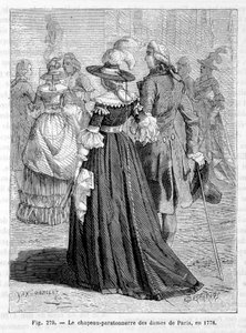 Damen von Paris mit Blitzableiterhut 1778 - Gravur