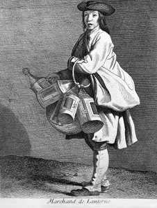 Laternenhändler. Gravur aus dem 19. Jahrhundert von Unknown artist