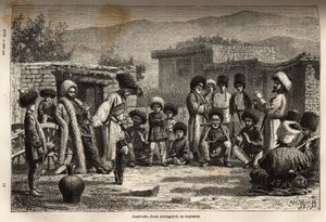 Lesghinska, ein Nationaltanz im gesamten Kaukasus, der aus sehr schwierigen und sehr exzentrischen Schritten besteht, die der Tänzer im Rhythmus mit animierter, aber gleichmäßiger Musik ausführt. Es ist dasselbe für Männer und Frauen, die separate Gruppen  von Unknown artist