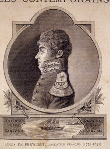Louis de Freycinet, französischer Navigator (1779 - 1842) - in „Les Contemporains“, n.d. Ende 19. Jahrhundert