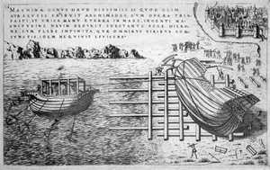 Maschine zum Starten von Schiffen im 16. Jahrhundert - ed. 1578