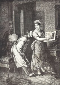 Magd nimmt sich Freiheiten und wird von der Hausherrin belauscht von Unknown artist