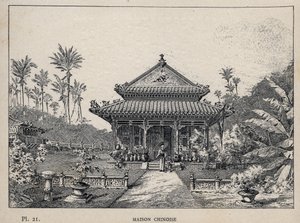 Chinesisches Haus - Gravur von 1889 in 