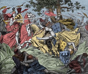Manfred im Kampf getötet - Schlacht bei Benevent (26. Februar 1266): der Tod von Manfred I. (von Hohenstaufen)