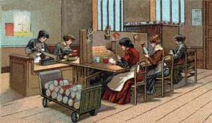 Feuerwerksherstellung. Chromolithographie aus dem späten 19. Jahrhundert von Unknown artist