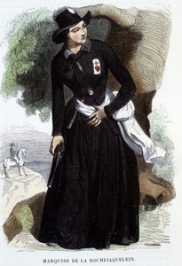 Marquise de La Rochejaquelein (oder La Rochejacquelein) (1772 - 1857) (auf der Brust das Abzeichen der Vendéens), Gravur des 19. Jahrhunderts von Unknown artist