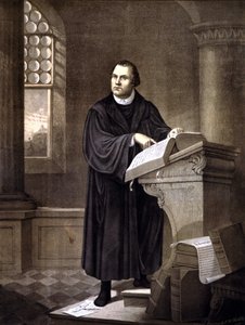 Martin Luther (1483-1546) liest in einer Kirche von Unknown artist