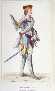 Maximilian I. (von Habsburg), Erzherzog von Österreich, König der Römer und deutscher Kaiser (1459 - 1519). Gravur von 1830 von Unknown artist