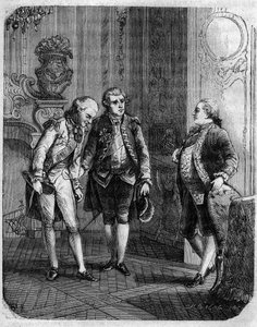 Treffen zwischen dem Grafen von Marbeuf, zum Militärgouverneur von Korsika ernannt 1772, und Pascal Paoli. In „Pasquale Paoli ossia la rotta di Pontenuovo“ von F.D. Guerrazzi. 1872.