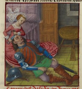 Miniatur von Delilah, die Samson die Haare schneidet, aus 