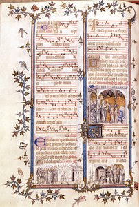 Missale von Saint Denis, um 1350. Miniatur, die Clotaire und Dagobert darstellt.