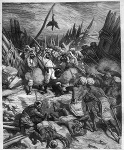 Mission nach Senegal von Gustave Borgnis Desbordes (General Borgnis-Desbordes) (1839-1900), französischer Militär. Gravur von Castelli in „journal des voyages“ 1881