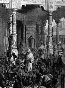 Affentempel der Affentempel in Varanasi (früher Benares) im Jahr 1877