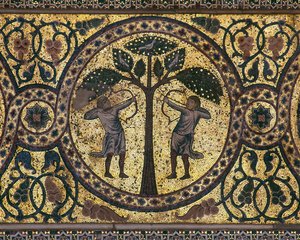 Mosaik der königlichen Jagd (Nahaufnahme), der Brunnenraum, 1165-67